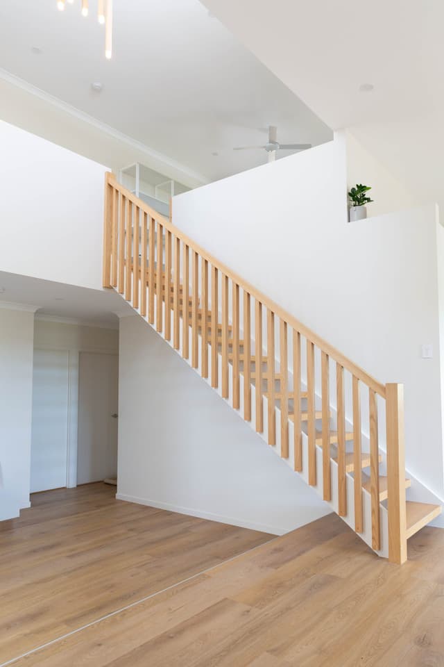 Full-height timber staircase